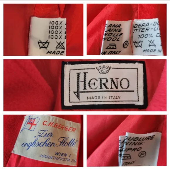 Herno luxury wool belted long jacket in vibrant red size Large - Picture 3 of 13